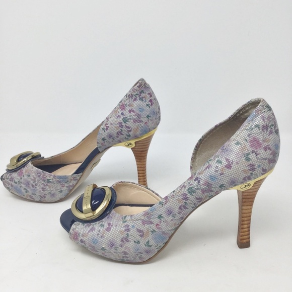 Jorge Bischoff Open Toe Blue Heel Pumps Sz Euro 34 - Picture 3 of 8